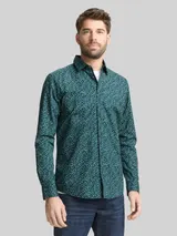 TOM TAILOR Herren Fitted Hemd mit Muster, grün, Gemustert – Bild 4