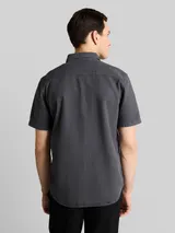 TOM TAILOR Herren Regular Fit Kurzarmhemd mit Waffelstruktur, schwarz, Uni – Bild 5