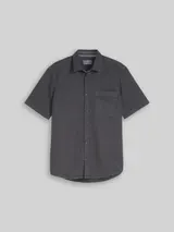 TOM TAILOR Herren Regular Fit Kurzarmhemd mit Waffelstruktur, schwarz, Uni – Bild 3
