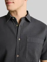 TOM TAILOR Herren Regular Fit Kurzarmhemd mit Waffelstruktur, schwarz, Uni – Bild 6