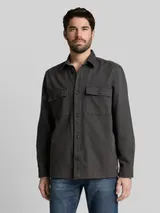 TOM TAILOR Herren Overshirt im Washed-Look, schwarz, Uni – Bild 4