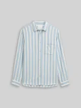 TOM TAILOR Herren Regular Fit Dobby Hemd aus strukturiertem Baumwollstoff, blau, Gestreift – Bild 3