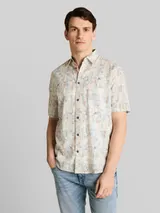 TOM TAILOR Herren Comfort Fit Kurzarmhemd mit Muster, weiß, Gemustert – Bild 4