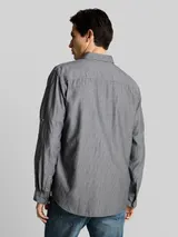TOM TAILOR Herren Regular Fit Hemd mit Turn-Up-Funktion, grau, Fischgrät – Bild 5