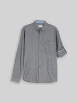 TOM TAILOR Herren Regular Fit Hemd mit Turn-Up-Funktion, grau, Fischgrät – Bild 3