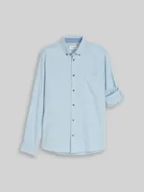 TOM TAILOR Herren Regular Fit Hemd mit Turn-Up-Funktion, blau, Fischgrät – Bild 3