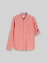 TOM TAILOR Herren Regular Fit Hemd mit Turn-Up-Funktion, orange, Fischgrät – Bild 3