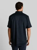 TOM TAILOR Herren Regular Fit Kurzarmhemd mit Leinenanteil, blau, Uni – Bild 5