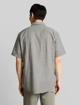 TOM TAILOR Herren Regular Fit Kurzarmhemd mit Leinenanteil, grün, Uni – Bild 5