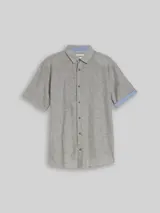 TOM TAILOR Herren Regular Fit Kurzarmhemd mit Leinenanteil, grün, Uni – Bild 3