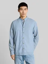 TOM TAILOR Herren Regular Fit Hemd mit Leinenanteil, blau, Meliert – Bild 4