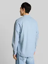 TOM TAILOR Herren Regular Fit Hemd mit Leinenanteil, blau, Meliert – Bild 5