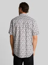 TOM TAILOR Herren Regular Fit Kurzarmhemd mit Leinenanteil, weiß, Palmenprint – Bild 5