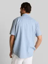 TOM TAILOR Herren Regular Fit Kurzarmhemd mit Leinenanteil, blau, Kariert – Bild 5