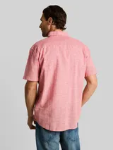 TOM TAILOR Herren Regular Fit Kurzarmhemd mit Leinenanteil, orange, Kariert – Bild 5