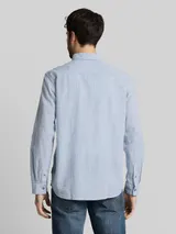 TOM TAILOR Herren Regular Fit Hemd mit Leinenanteil, blau, Gestreift – Bild 5