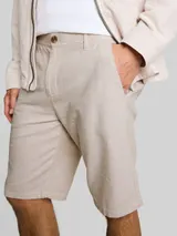 TOM TAILOR Herren TTREGULAR Chino Shorts mit Leinenanteil, beige, Meliert – Bild 6