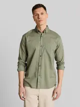 TOM TAILOR DENIM Herren Relaxed Fit Hemd mit Leinenanteil, grün, Uni – Bild 4