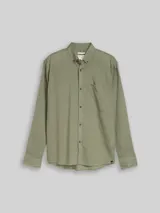 TOM TAILOR DENIM Herren Relaxed Fit Hemd mit Leinenanteil, grün, Uni – Bild 3