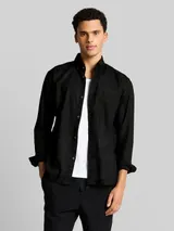 TOM TAILOR DENIM Herren Relaxed Fit Hemd mit Leinenanteil, schwarz, Uni – Bild 4