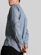 TOM TAILOR DENIM Herren Relaxed Fit Hemd mit Leinenanteil, blau, Meliert – Bild 6