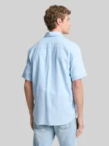 TOM TAILOR DENIM Herren Relaxed Fit Kurzarmhemd mit Brusttasche, blau, Uni – Bild 5