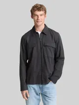 TOM TAILOR DENIM Herren Overshirt mit Reißverschluss, grau, Uni – Bild 4