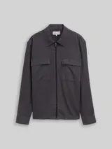 TOM TAILOR DENIM Herren Overshirt mit Reißverschluss, grau, Uni – Bild 3