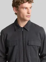 TOM TAILOR DENIM Herren Overshirt mit Reißverschluss, grau, Uni – Bild 6