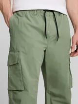 TOM TAILOR DENIM Herren TTLOOSE Cargo Hose aus Baumwolle, grün, Uni – Bild 6