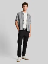 TOM TAILOR DENIM Herren TTTAPERED Relaxed Chino Hose mit Leinenanteil, schwarz, Uni – Bild 4