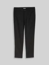 TOM TAILOR DENIM Herren TTTAPERED Relaxed Chino Hose mit Leinenanteil, schwarz, Uni – Bild 3