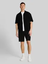 TOM TAILOR DENIM Herren TTRELAXED Shorts mit Leinenanteil, schwarz, Uni – Bild 4