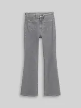 TOM TAILOR DENIM Damen TTAVA FLARED Jeans mit aufgesetzten Taschen, grau, Uni – Bild 3