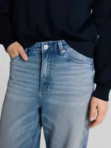 TOM TAILOR DENIM Damen TTLINOU WIDE Jeans mit Turn-Up, blau, Uni – Bild 6