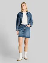TOM TAILOR DENIM Damen Mini-Jeansrock mit Herz-Print, blau, Uni – Bild 4