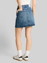TOM TAILOR DENIM Damen Mini-Jeansrock mit Herz-Print, blau, Uni – Bild 5
