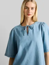 TOM TAILOR DENIM Damen Mini-Jeanskleid mit Eingriffstaschen, blau, Uni – Bild 6