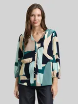 TOM TAILOR Damen Bluse aus Viskose, grün, Gemustert – Bild 4