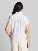 TOM TAILOR Damen Loose Fit Bluse mit Leinenanteil, weiß, Uni – Bild 5