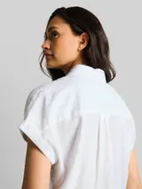 TOM TAILOR Damen Loose Fit Bluse mit Leinenanteil, weiß, Uni – Bild 6