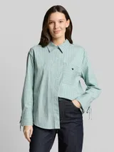 TOM TAILOR Damen Oversize Hemdbluse mit Herz-Stickerei, blau, Gestreift – Bild 4