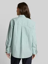 TOM TAILOR Damen Oversize Hemdbluse mit Herz-Stickerei, blau, Gestreift – Bild 5