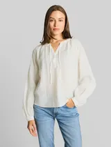 TOM TAILOR Damen Crinkle Bluse mit Bindeband, weiß, Uni – Bild 4