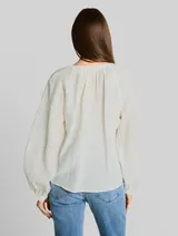 TOM TAILOR Damen Crinkle Bluse mit Bindeband, weiß, Uni – Bild 5