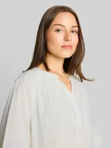 TOM TAILOR Damen Crinkle Bluse mit Bindeband, weiß, Uni – Bild 6