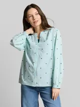 TOM TAILOR Damen Bluse mit Herz-Stickerei, blau, Gemustert – Bild 4