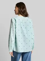 TOM TAILOR Damen Bluse mit Herz-Stickerei, blau, Gemustert – Bild 5