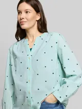 TOM TAILOR Damen Bluse mit Herz-Stickerei, blau, Gemustert – Bild 6