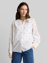 TOM TAILOR Damen Bluse mit Herz-Stickerei, weiß, Gemustert – Bild 4
